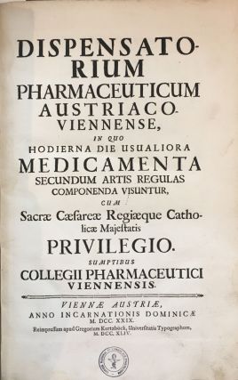 1952.1.427 livre Dispensatorium pharmaceuticum Austriaco-Viennense Dispensaire pharmaceutique austro-viennois (titre traduit)