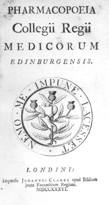 Pharmacopée d'Edimbourg, 1736 ; © FDD
