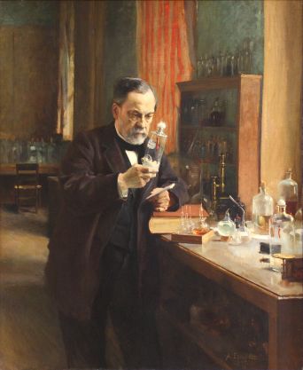 Pasteur dans son laboratoire de l'Ecole Normale Supérieure en 1885 ; © Albert Edelfelt